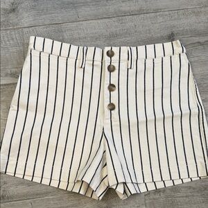 Madewell High Waist Striped Shorts - Cream and Black
